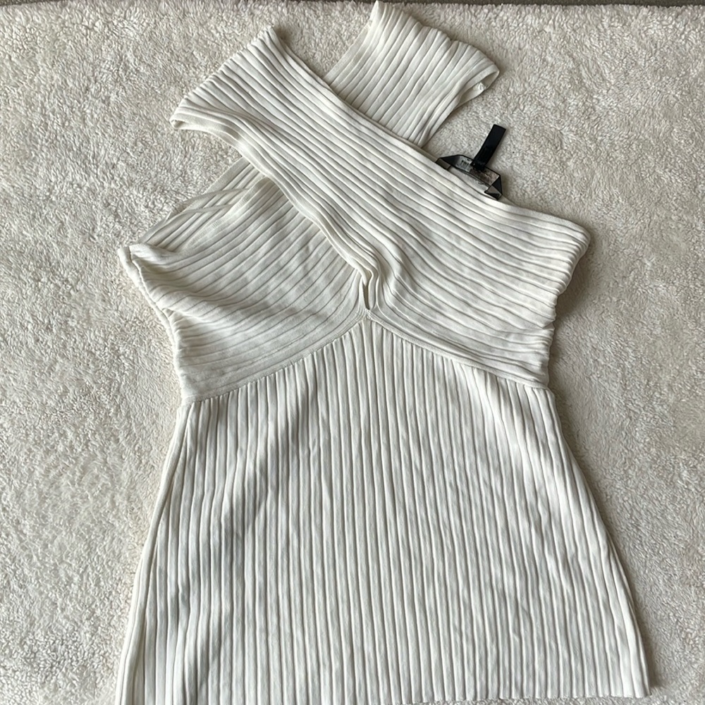 BCBG off white halter cross over top